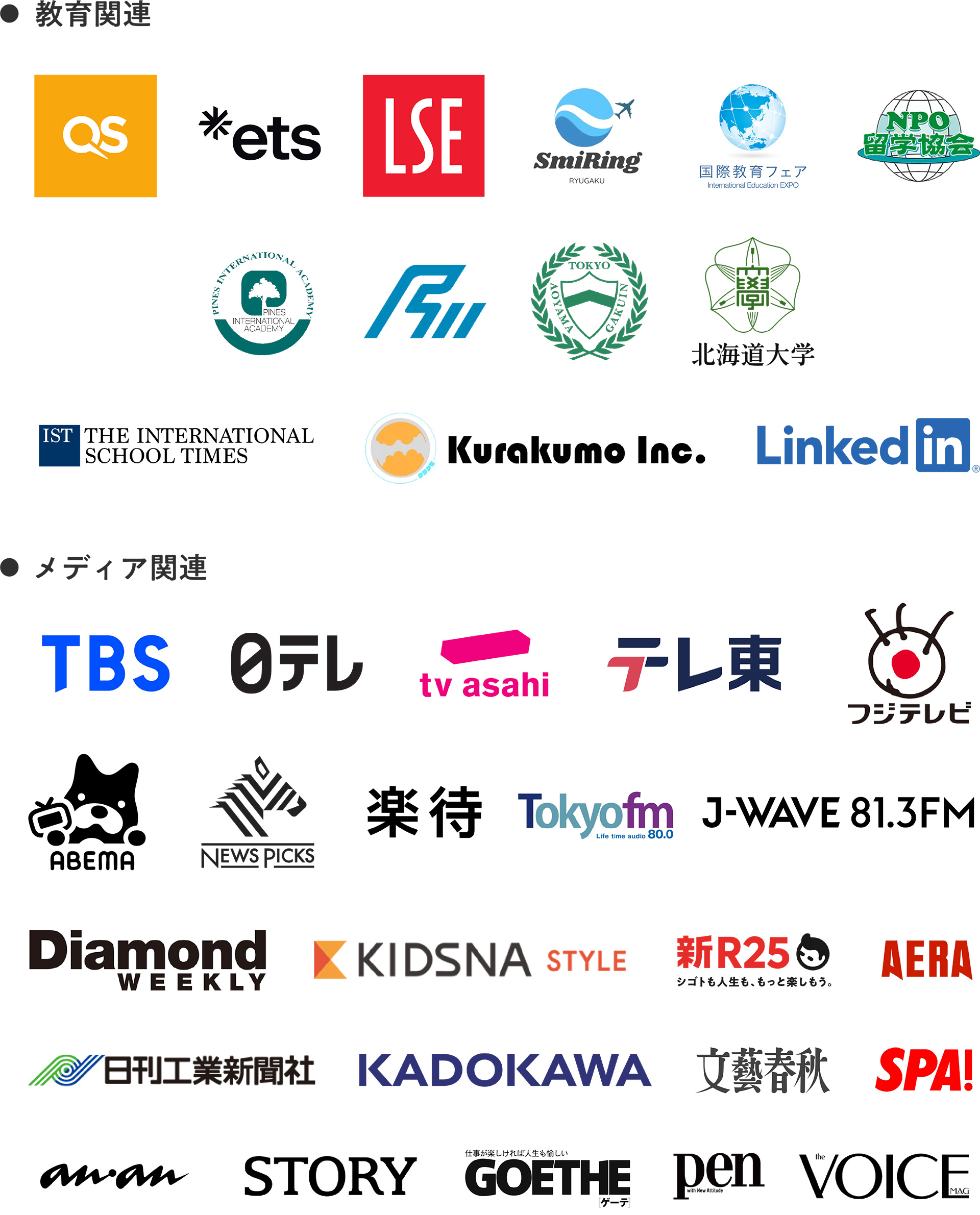 教育関連・メディア関連取引実績